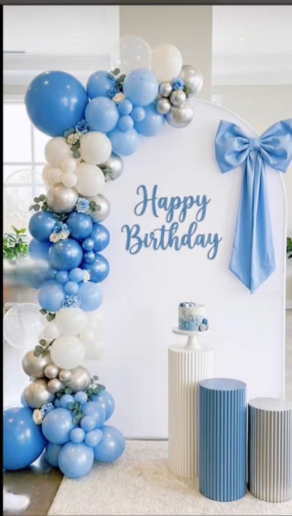Décor bleu et ruban
